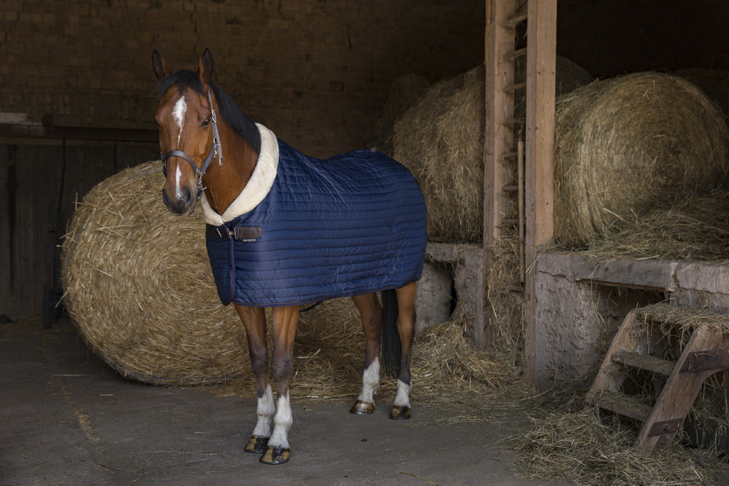 COUVERTURE D'ÉCURIE EQUITHÈME "TEDDY", DOUBLÉE MOUTON SYNTHÉTIQUE